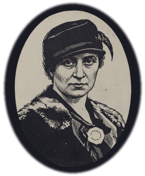 Portrait of Sara Ravich, woodcut style